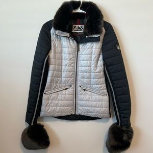 Alp N Rock Black & Silver Quilted Jacket with Fur Trim